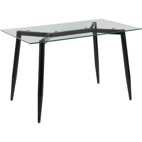 Clara 47" Dining Table in Black Metal & Tempered Glass